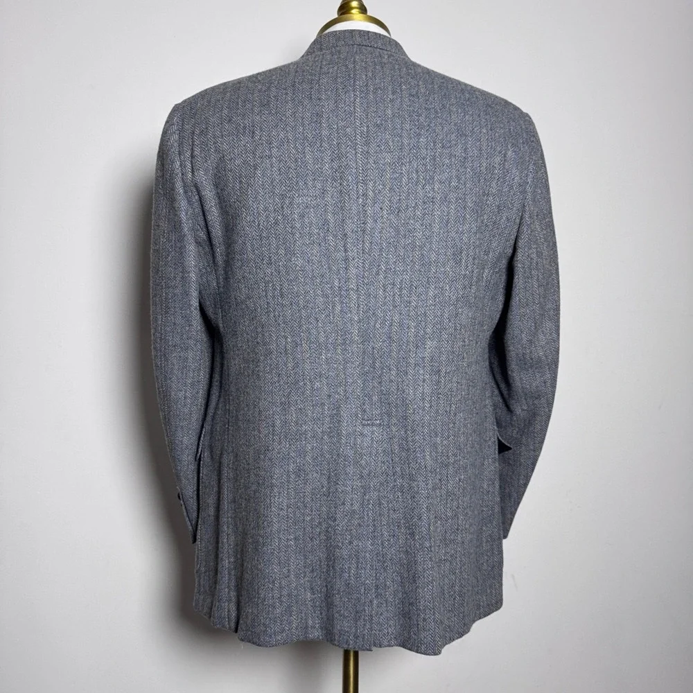 Hart Schaffner & Marx Sport Coat Mens‎ 40R Blue Gray Herringbone Wool Vintage